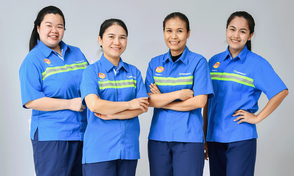 Female frontline workers smiling together